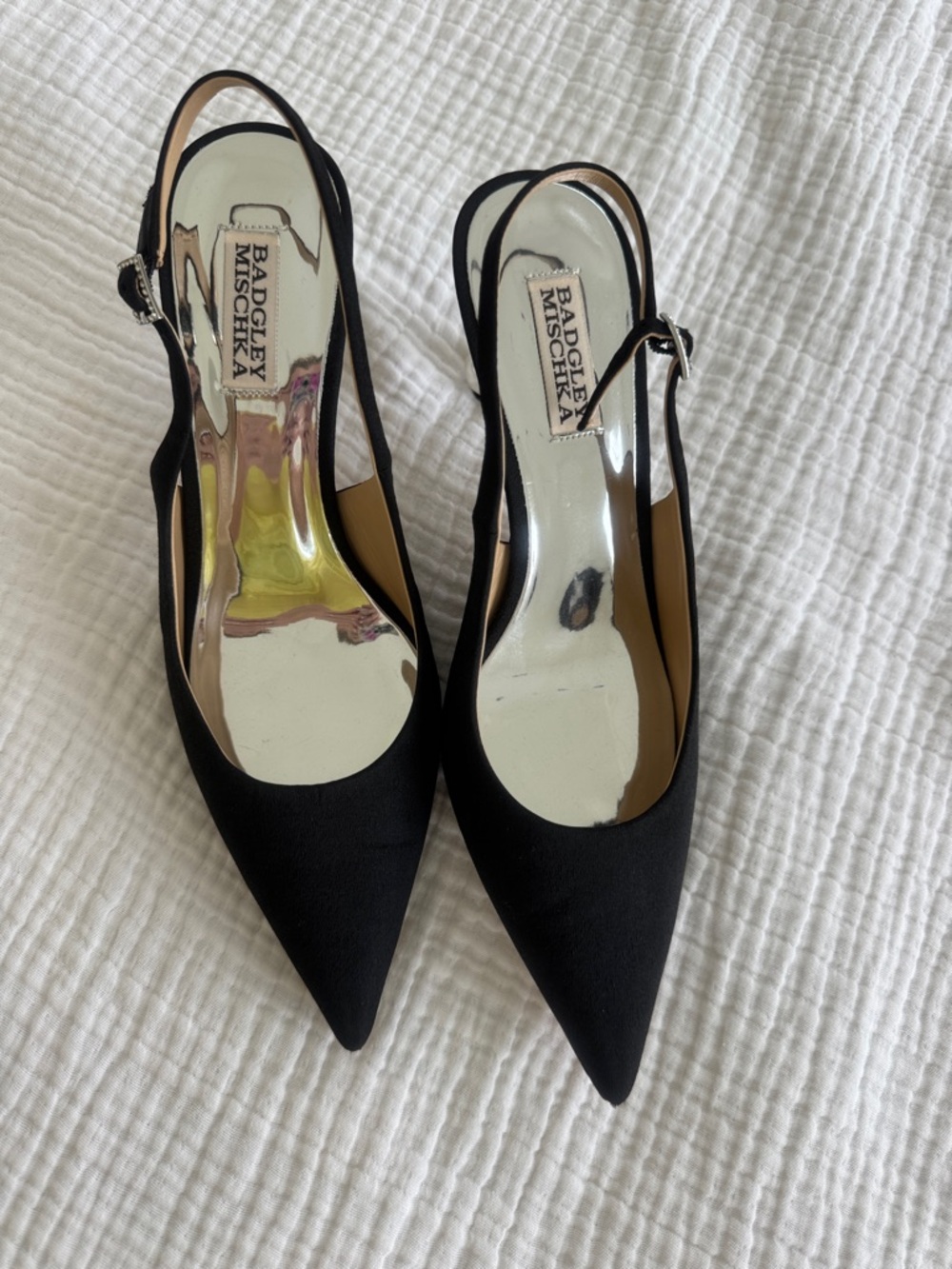 Badgley Mischka Black Pointed Slingback Heels
